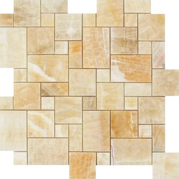 Honey Onyx Micro Mini Pattern Polished Mosaic Tile - tilestate