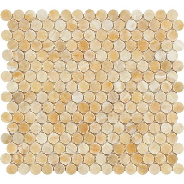 Honey Onyx Penny Round Polished Mosaic Tile - tilestate
