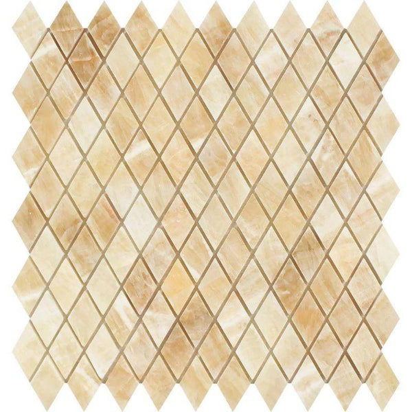 Honey Onyx Polished 1x2 Diamond Mosaic Tile - tilestate