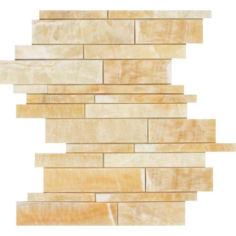 Honey Onyx Random Strip Polished Mosaic Tile - tilestate