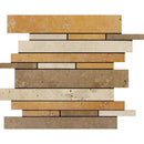 Mixed Travertine Random Insert Honed Mosaic Tile - tilestate