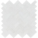 Mont Blanc White Marble 1x2 Herringbone Honed Mosaic Tile - tilestate