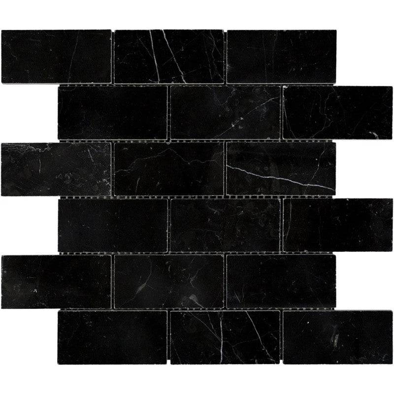 Nero Marquina Marble 2x4 Polished Mosaic Tile - tilestate