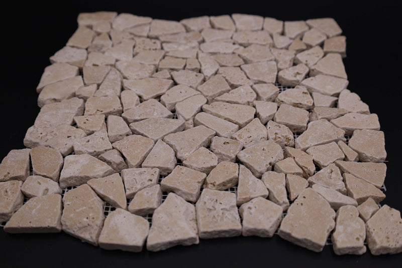 Noce Travertine Flat Pebble Broken Random Mosaic Tile - tilestate