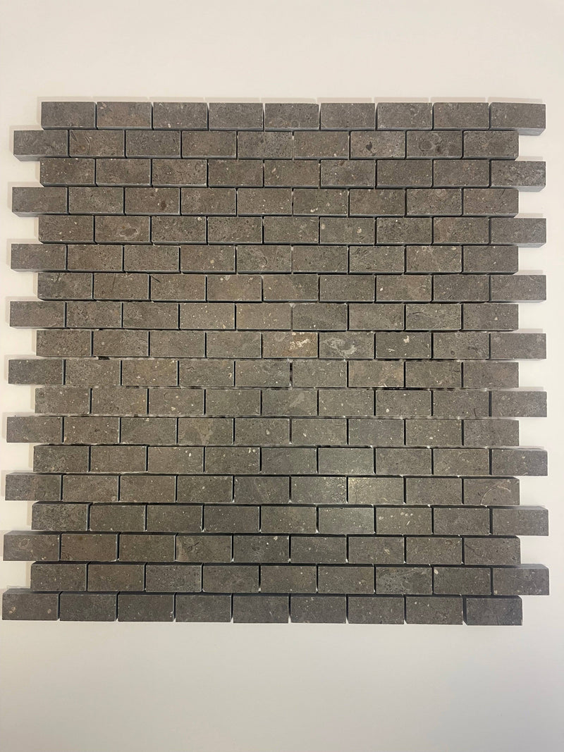 Nova Blue Mini Brick Limestone 1/2X1 Honed Mosaic Tile - tilestate