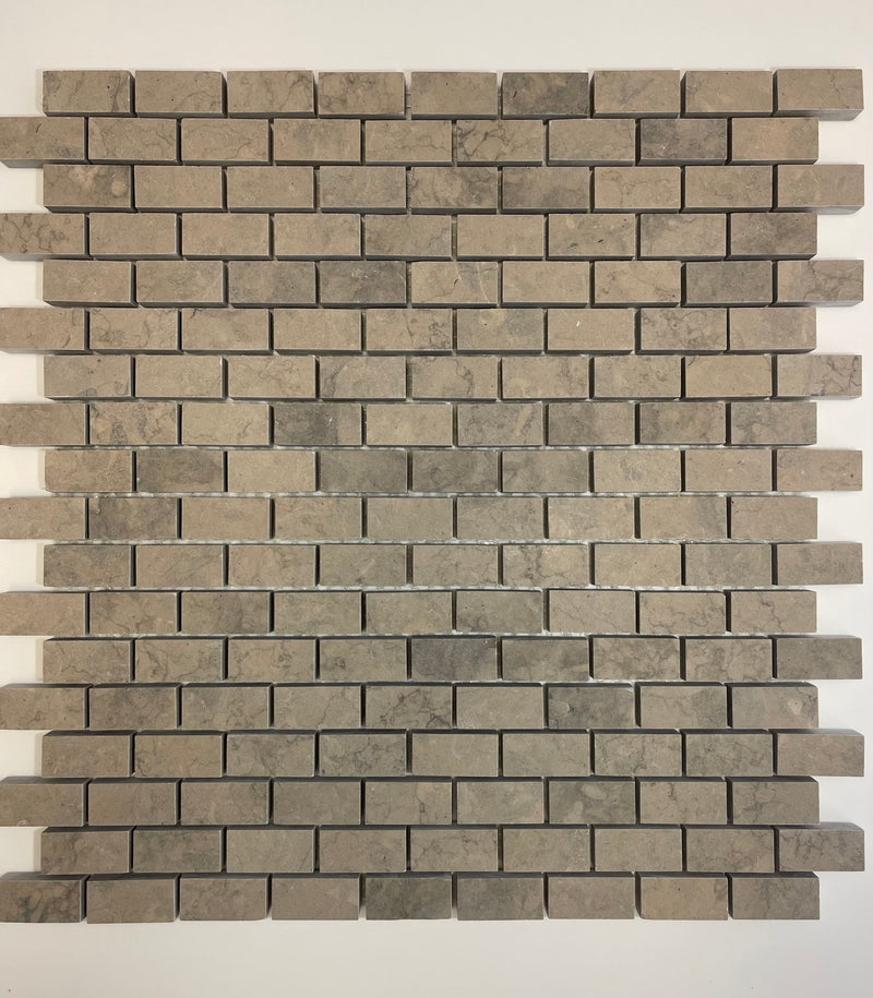 Nova Gray Limestone Mini Brick 1/2X1 Honed Mosaic Tile - tilestate