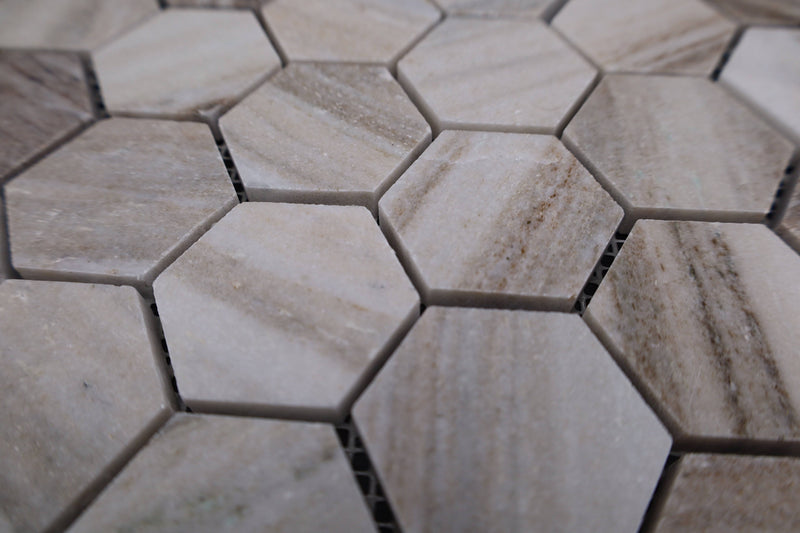 Palisandro Marble 2x2 Hexagon Honed Mosaic Tile - tilestate