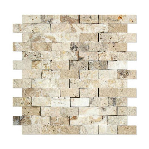 Philadelphia Travertine 1x2 Split Face Mosaic Tile - tilestate