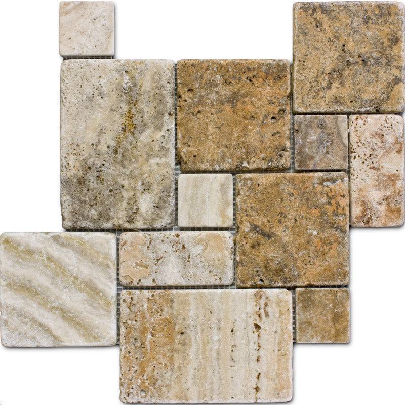 Scabos Opus Mini Pattern Tumbled Mosaic Tile - tilestate