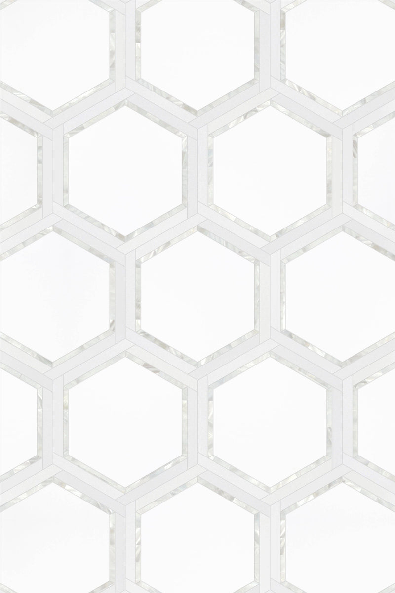 Thassos Polished Mother of Pearl Royal White Hexagon Polished - tilestate