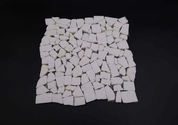 Thassos White Flat Pebble Broken Random Mosaic Tile - tilestate