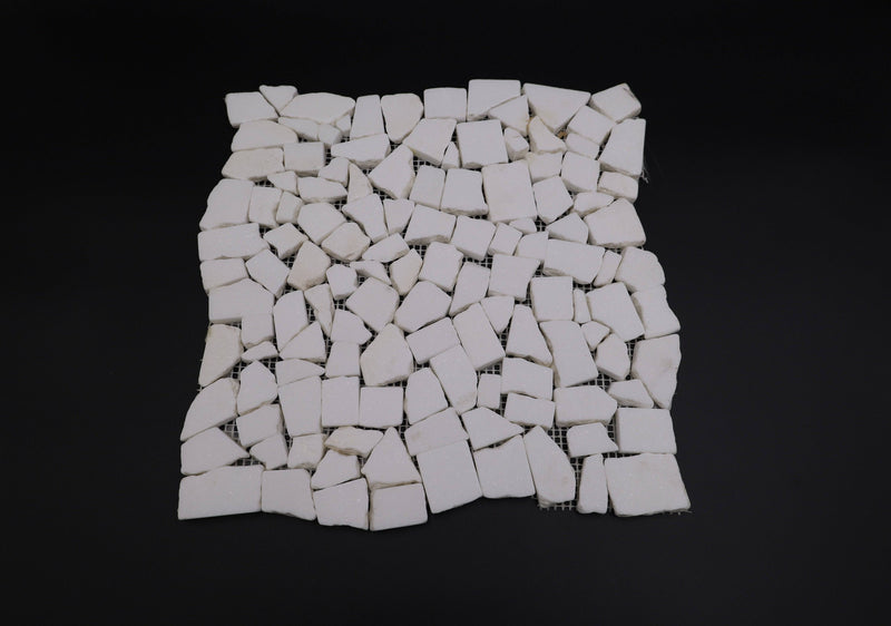 Thassos White Flat Pebble Broken Random Mosaic Tile - tilestate