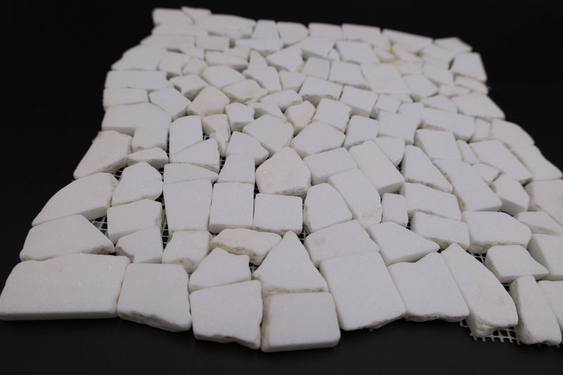 Thassos White Flat Pebble Broken Random Mosaic Tile - tilestate