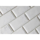 White Carrara Marble 2x4 Deep Beveled Polished Mosaic Tile - tilestate