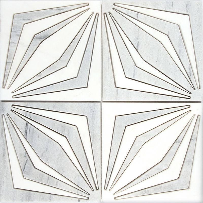 ARTISTIC OTANNATO WHITE DOLOMITE/ ICE GREY Surface: HONED Mosaic Tile Water-jet Wall or Floor Tile - tilestate