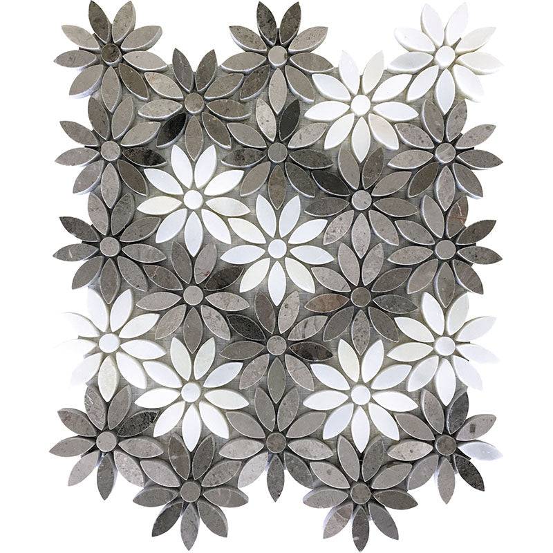 Savannah Pansy Eastern Brown / Eastern White Mosaic Tile - tilestate