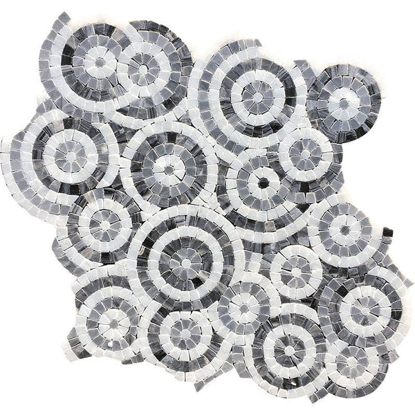 Artistic Pietra Floreale 02 Eastern White/ Bardiglio Mosaic Tile Water-jet Wall or Floor Tile - tilestate