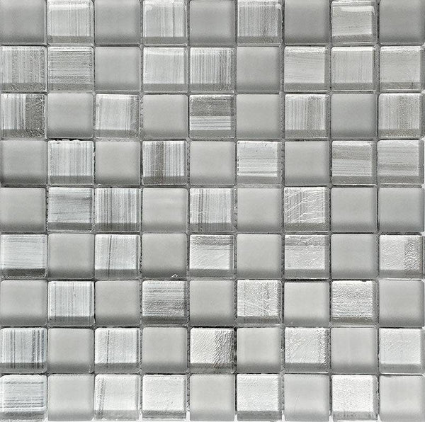 NETHERLANDS MONDRIAN SILVER glass Mosaic Tile - tilestate