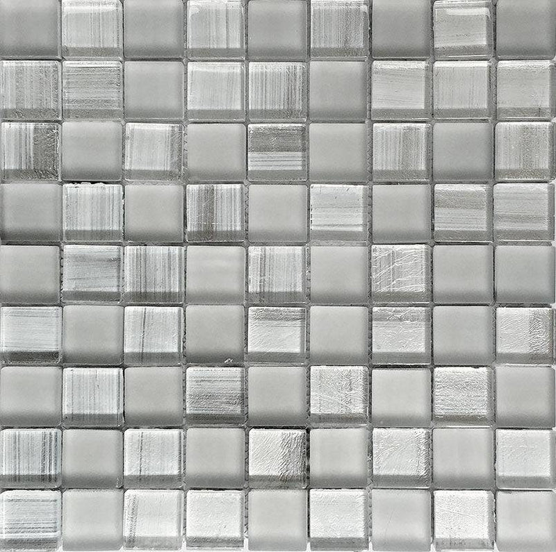 NETHERLANDS MONDRIAN SILVER glass Mosaic Tile - tilestate