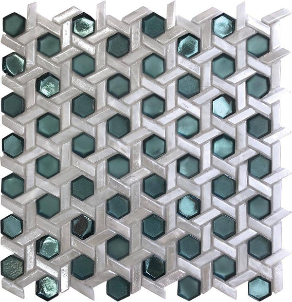 GLAMOUR WEAVE EMERALD Glass Mosaic Tile - tilestate
