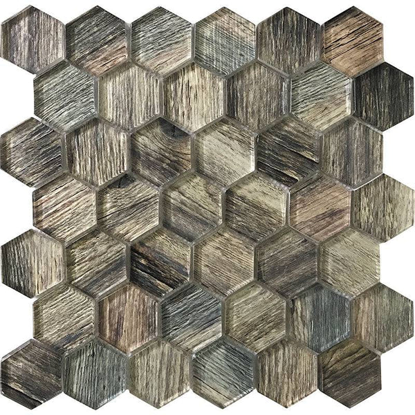 SIERRA PONDEROSA HEx Glass Mosaic Tile - tilestate