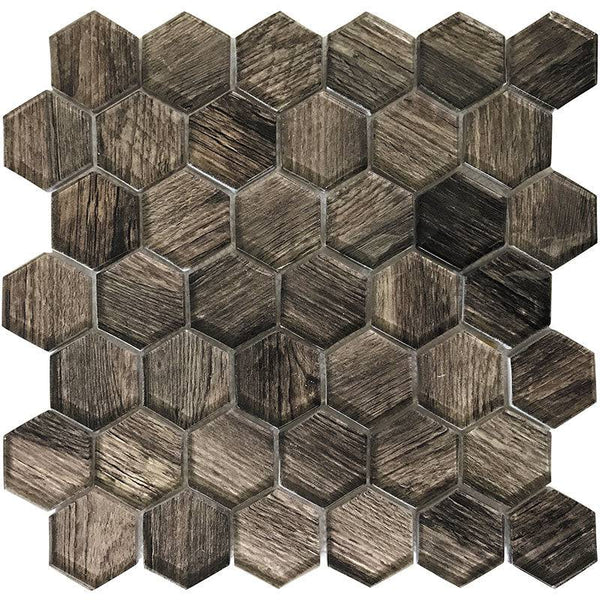 SIERRA SEQUOIA HEx Glass Mosaic Tile - tilestate