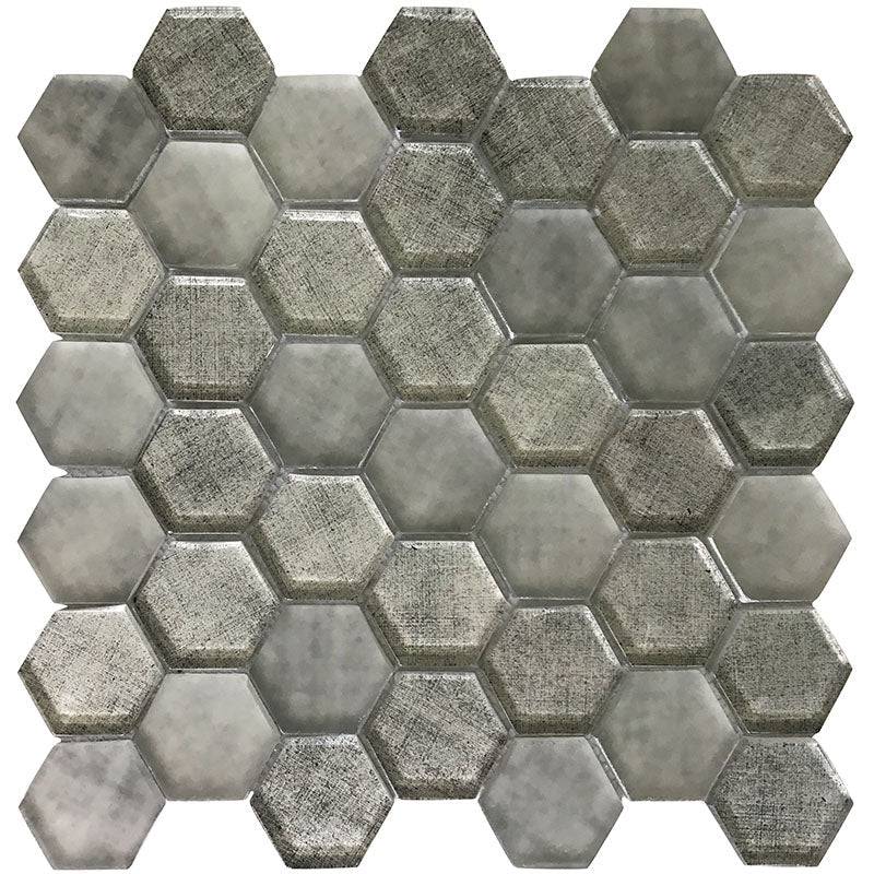 SIERRA SNOW LINEN HEx Glass Mosaic Tile - tilestate