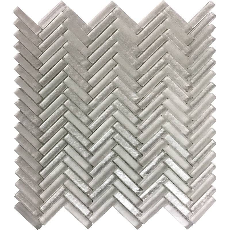 ﻿ALASKA ALASKAN HERRINGBONE Glass Mosaic Tile - tilestate