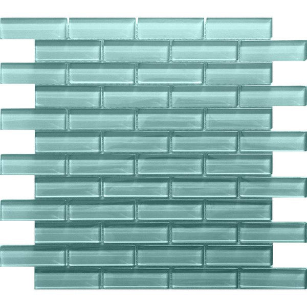 COLOR PALETTE AQUA 1x3 BRICK GLOSS glass Mosaic Tile - tilestate