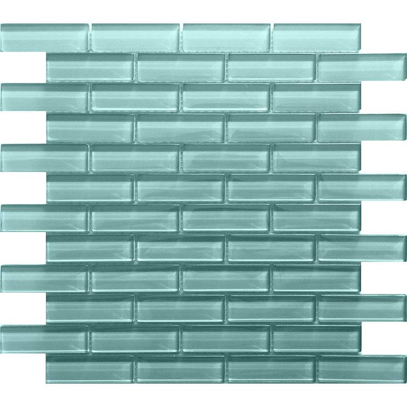 COLOR PALETTE AQUA 1x3 BRICK GLOSS glass Mosaic Tile - tilestate