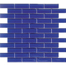 COLOR PALETTE COBALT BLUE 1x3 BRICK GLOSS glass Mosaic Tile - tilestate