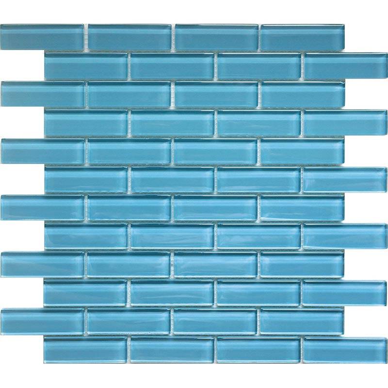 COLOR PALETTE TURQUOISE 1x3 BRICK GLOSS glass Mosaic Tile - tilestate