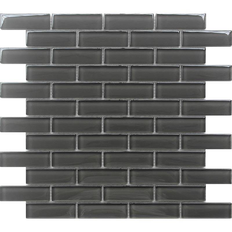 COLOR PALETTE PEWTER 1x3 BRICK GLOSS glass Mosaic Tile - tilestate