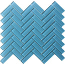 COLOR PALETTE TURQUOISE 1x3 HERRINGBONE GLOSS glass Mosaic Tile - tilestate