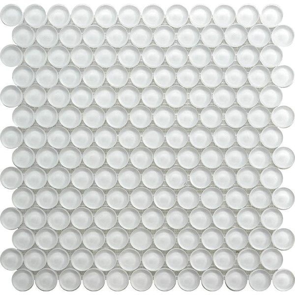 COLOR PALETTE MIRAGE WHITE PENNY GLOSS glass Mosaic Tile - tilestate