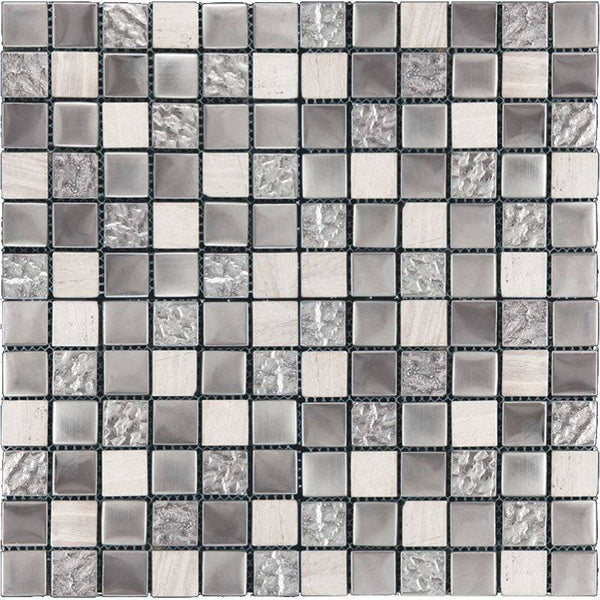 CRYSTAL SPRINGS BLAZE PLATINUM glass, stone Mosaic Tile - tilestate