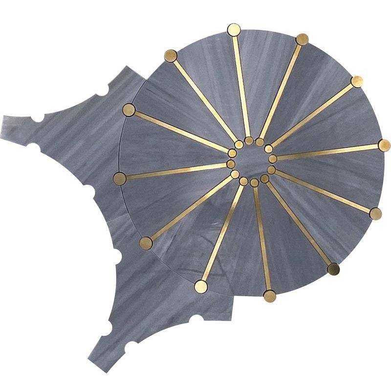 ROCKEFELLER Grey Sunburst Imperial Grey, Brass Mosaic Tile - tilestate