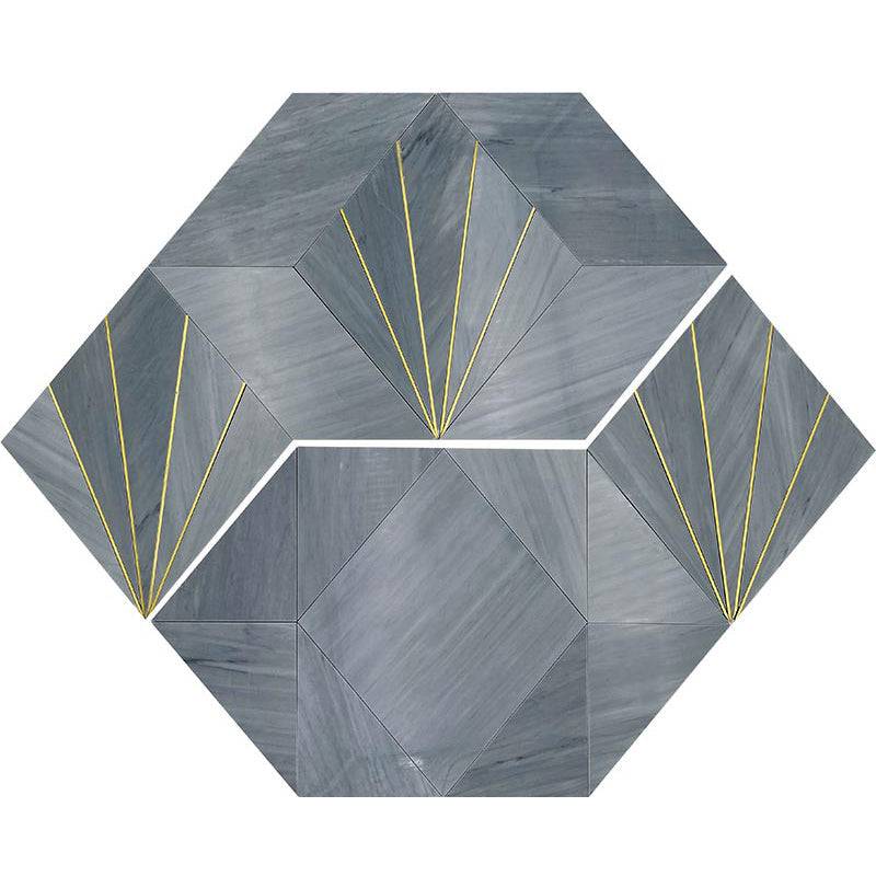 ROCKEFELLER Grey crown Imperial Grey, Brass Mosaic Tile - tilestate