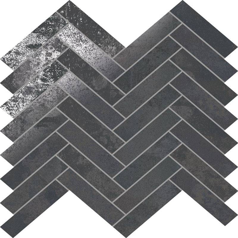 STELLAR  STEEL HERRINGBONE Porcelain Mosaic Tile - tilestate