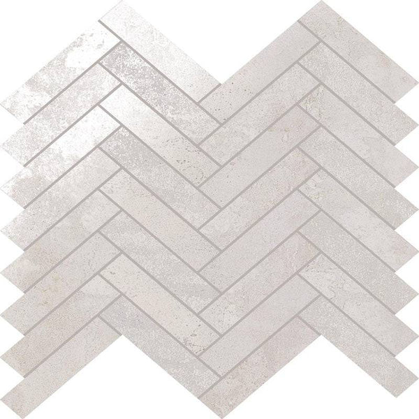 STELLAR  WHITE HERRINGBONE Porcelain Mosaic Tile - tilestate