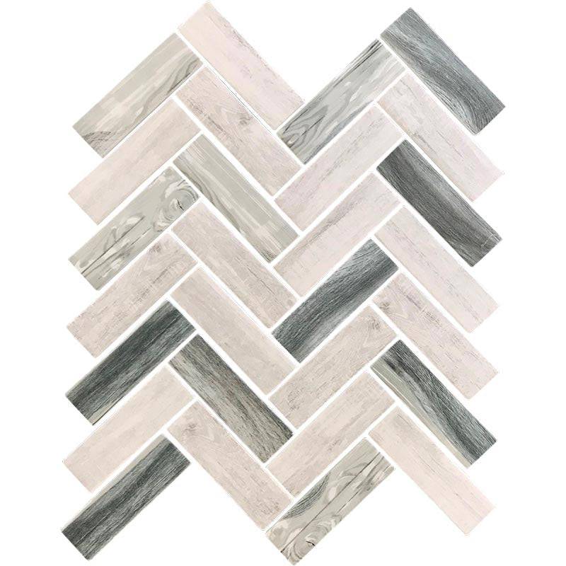 NANTUCKET MADAKET HERRINGBONE Recycled glass Mosaic Tile - tilestate