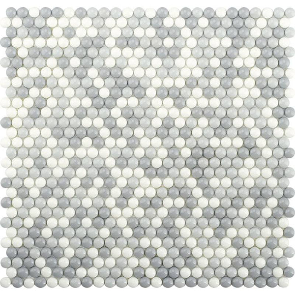 VERRE CERCLE GRIS Recycled glass Mosaic Tile - tilestate