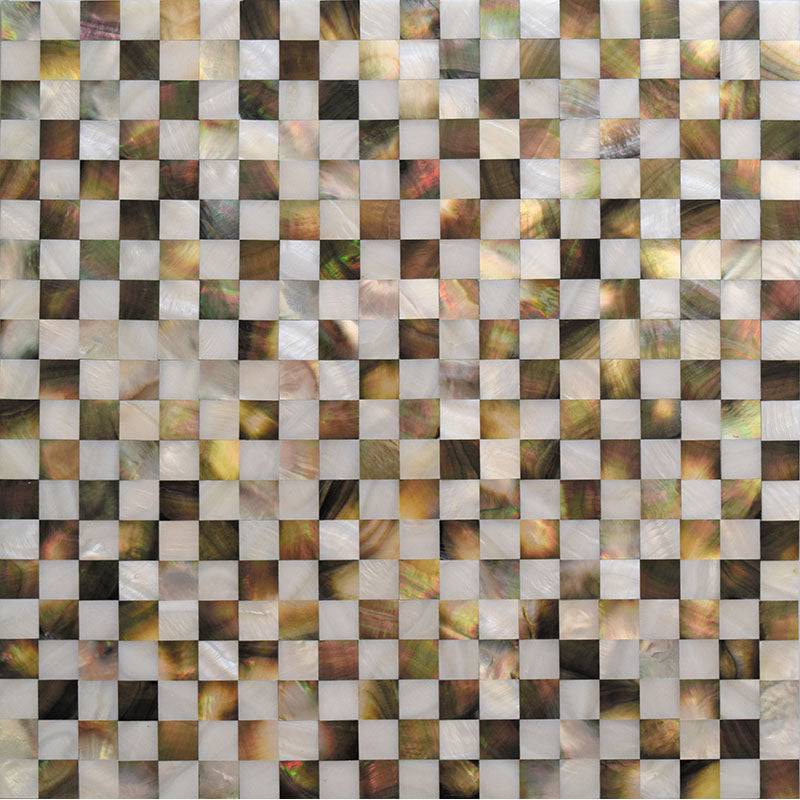 JEWELS OF THE SEA CHECKED PEARL shell Mosaic Tile - tilestate