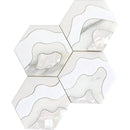 WATERJET STORM WHITE Thassos, Paper White, Calacatta Gold, Shell Mosaic Tile - tilestate