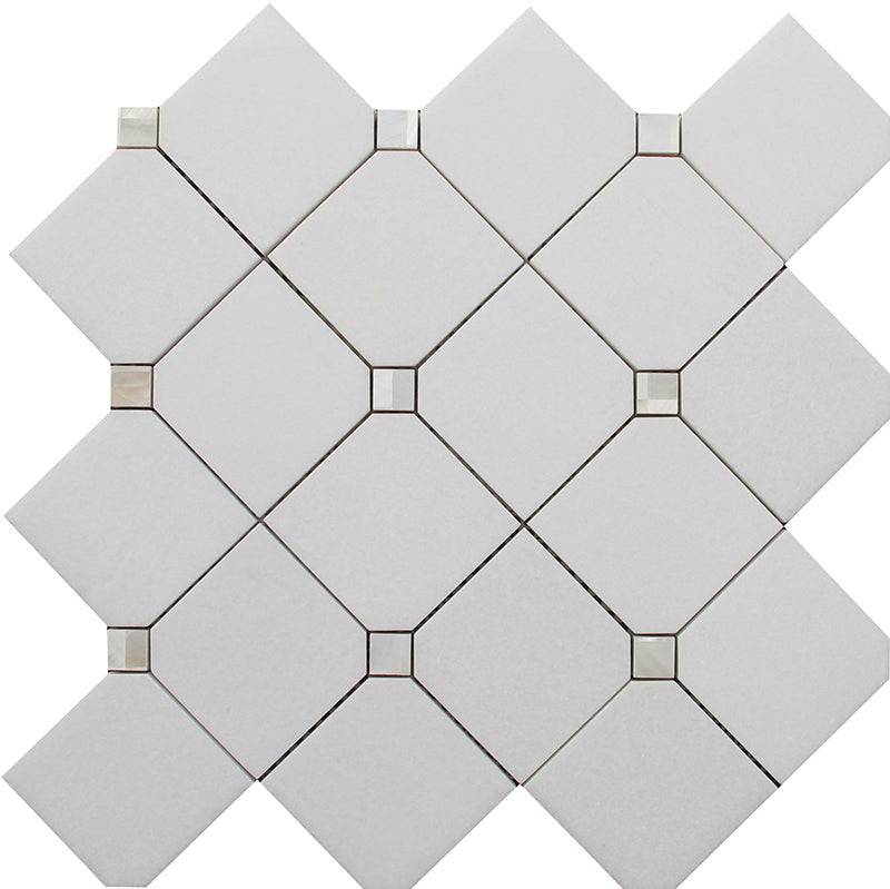 ALASKA PEARL SQUARE Thassos/Shell Mosaic Tile - tilestate