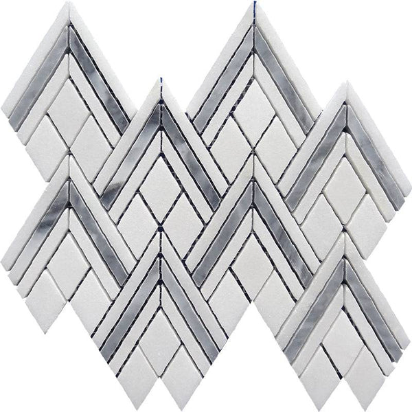 SEATTLE EVEREST Thassos White/Bardiglio Mosaic Tile - tilestate