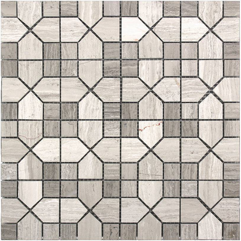 Savannah Savannah Square Wooden Gray Mosaic Tile - tilestate