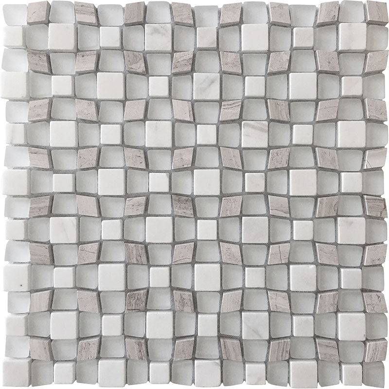 Savannah Majestic Wooden Gray / Asian White / Glass Mosaic Tile - tilestate