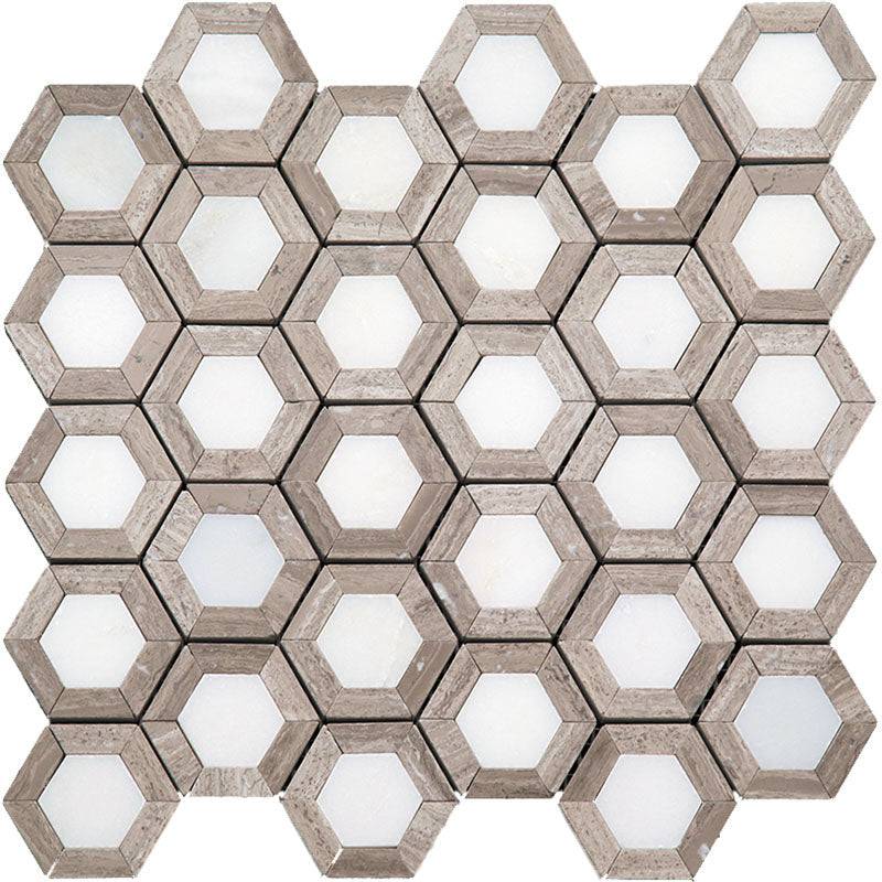 Marbella Gibraltar Wooden Gray / Eastern White Mosaic Tile - tilestate