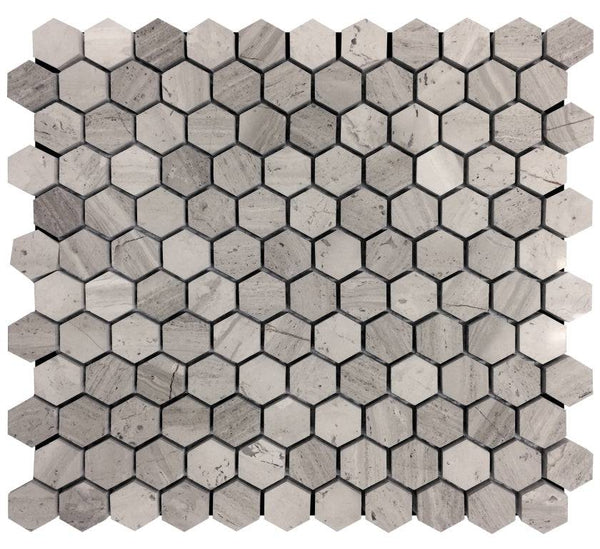 Savannah Wooden Nickels Wooden Gray Polished Mosaic Tile - tilestate